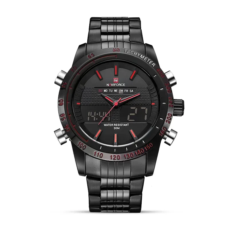 Naviforce NF9024 Dual-time Black Dial Men's Watch